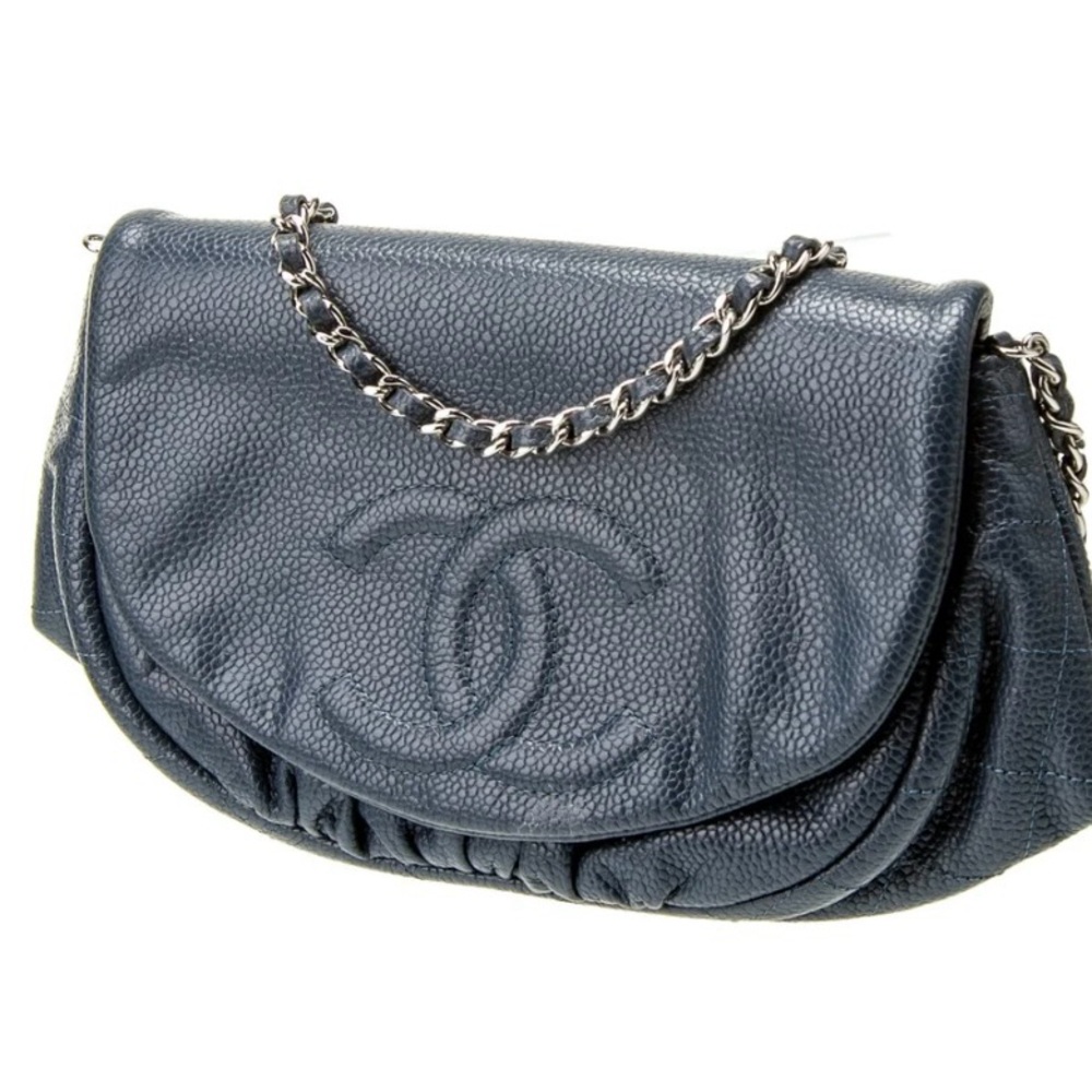 Chanel Half Moon Wallet on Chain (WOC) Navy